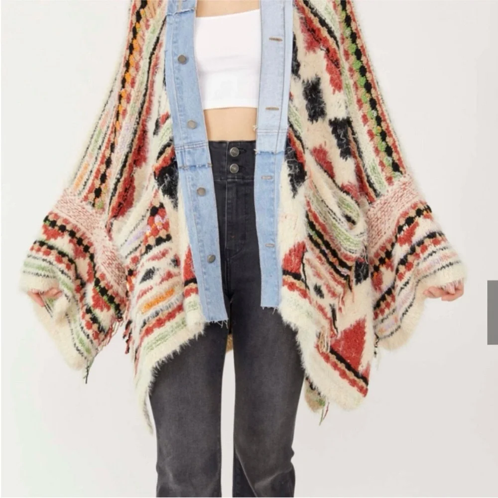 Free People Colorful Knit Poncho - Picture 6 of 6
